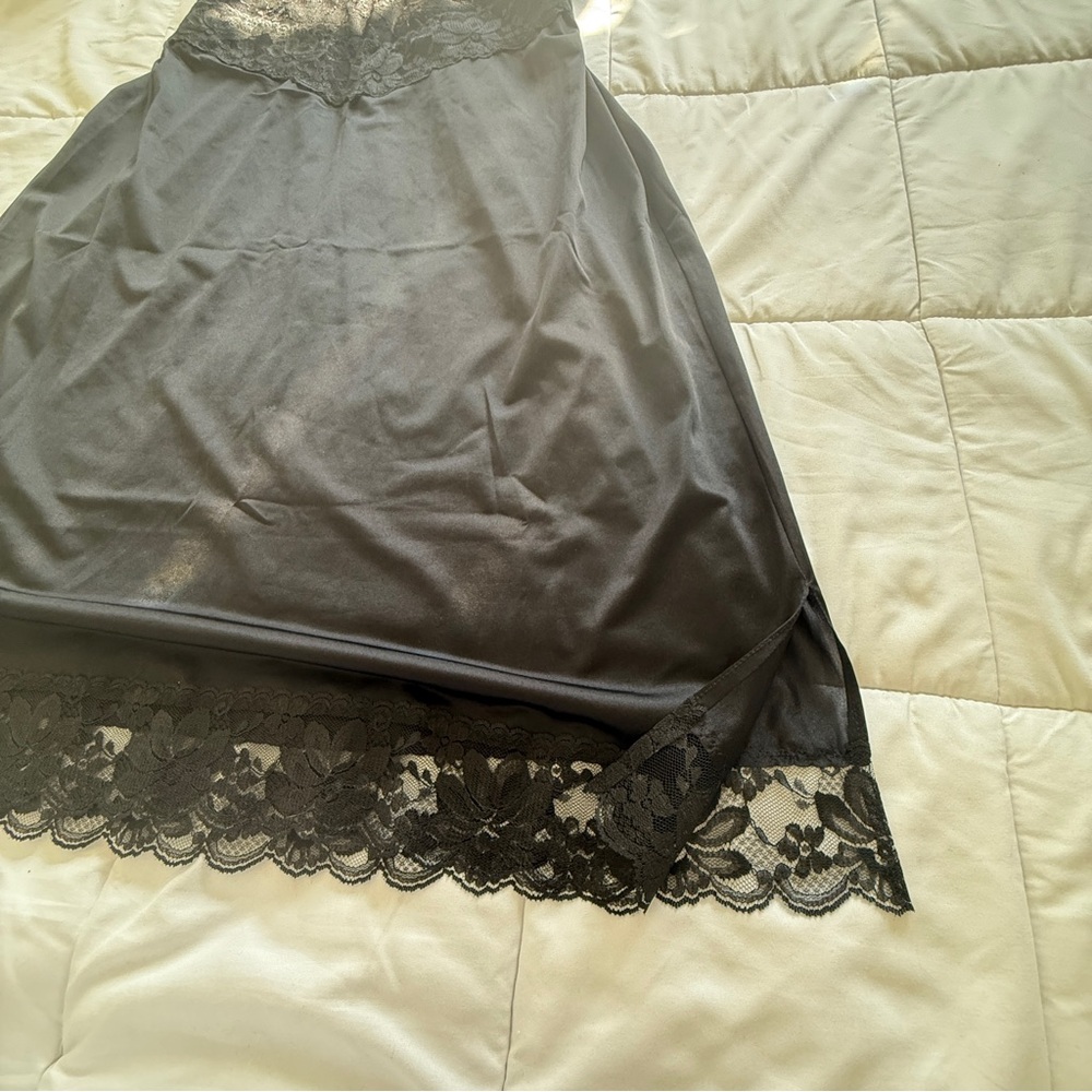 Vintage Dolores for Poirettes Black Lace Slip Dress Size 38 - 60s to 70s - Picture 7 of 13